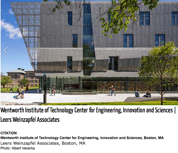 Center For Engineering Innovation And Sciences At Wentworth Institute Of Technology Receives Aia New England Design Citation Leers Weinzapfel Associates